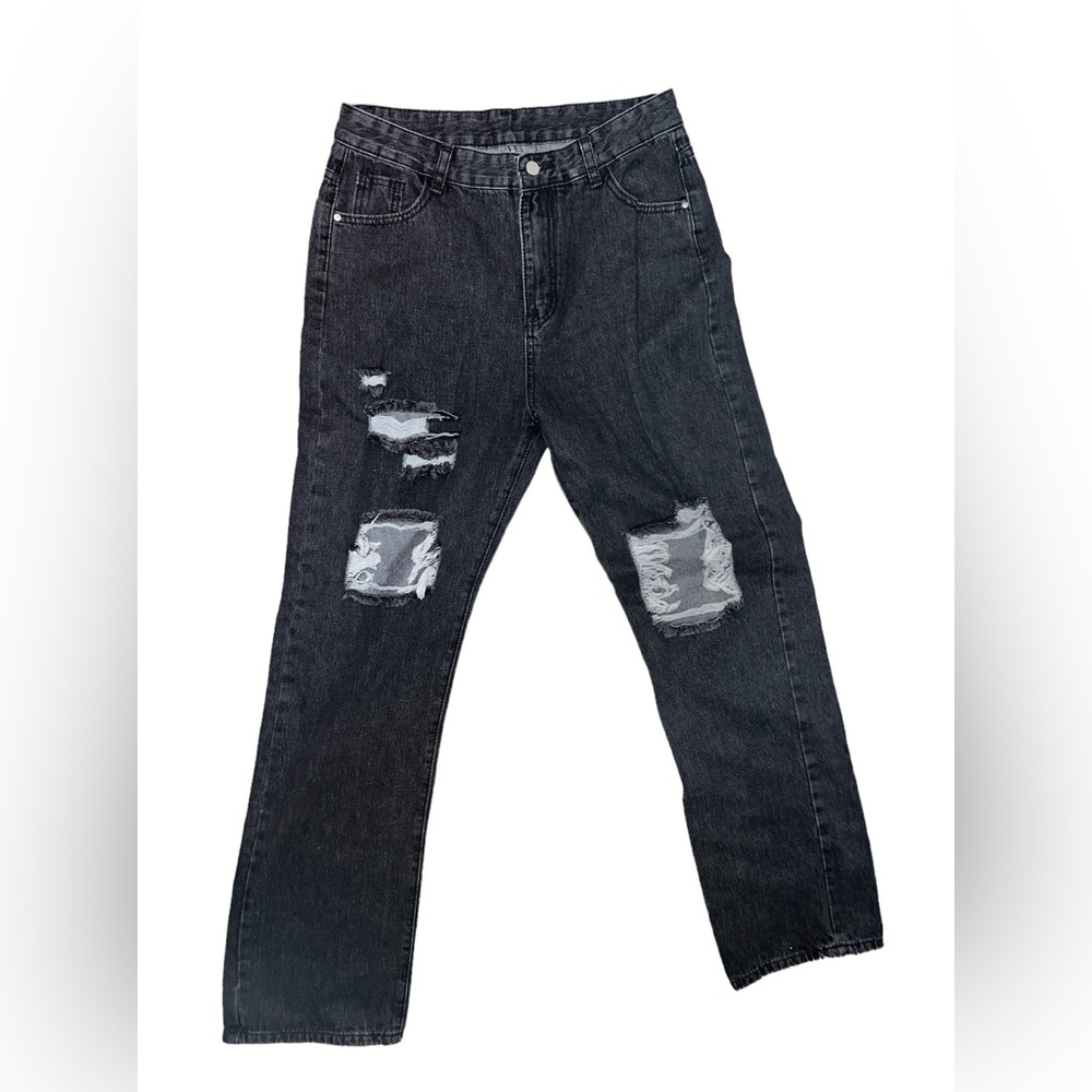 ☠️5/$20☠️ SHEIN | BLACK HOLE JEANS XL